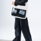 Fur Tote Bag in Beige Monopoly