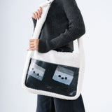 Fur Tote Bag in Beige Monopoly