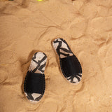 Open Toe Espadrilles - Black Denim