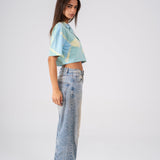 Cropped shirt in Aqua