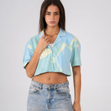 Cropped shirt in Aqua