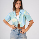 Cropped shirt in Aqua