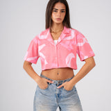Cropped shirt in Pink Confetti