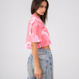 Cropped shirt in Pink Confetti