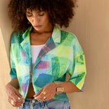 Cropped shirt in Lime Fusion
