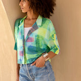 Cropped shirt in Lime Fusion