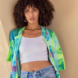 Cropped shirt in Lime Fusion
