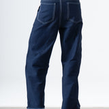 Cuffed Denim Pants in Blue