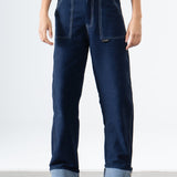 Cuffed Denim Pants in Blue