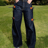 Denim Pants - Poppy Field