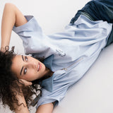 Denim Collared Polo Shirt - Baby Blue