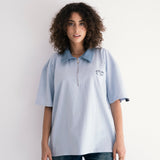 Denim Collared Polo Shirt - Baby Blue
