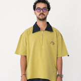 Denim Collared Polo Shirt - Matcha Green
