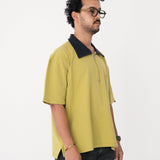 Denim Collared Polo Shirt - Matcha Green