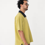 Denim Collared Polo Shirt - Matcha Green