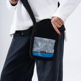 Fur Cross Bag in Blue Blocks