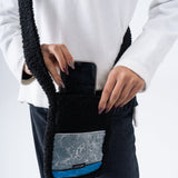 Fur Cross Bag in Blue Blocks