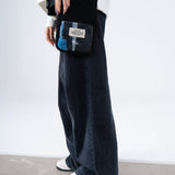 Fur Cross Bag in Blue Blocks