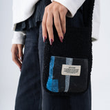 Fur Cross Bag in Blue Blocks