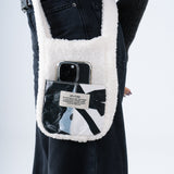 Fur Cross Bag in Beige Monopoly
