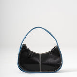 Y2k Shoulder Bag - Black Plastic and Blue Denim
