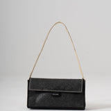 Textured Luxe Lolita Shoulder Bag - Noir Leaf