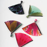 Hand Folding Fan - Blues Confetti
