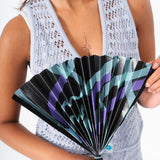 Hand Folding Fan - Blues Confetti