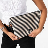 Sol Raffia Clutch -  Black & Ivory
