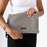 Sol Raffia Clutch -  Black & Ivory