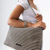 Sol Raffia Hobo Bag - Black & Ivory