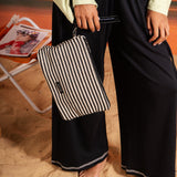 Sol Raffia Clutch -  Black & Ivory