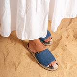 Open Toe Espadrilles - Blue Denim