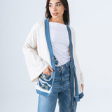 The LND Kimono Beige with Stitched Pockets