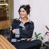 Drop-shoulder Denim Jacket in Black