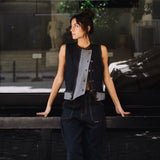 Asymmetric Denim Vest in Black