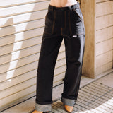 Cuffed Denim Pants in Black