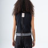 Asymmetric Denim Vest in Black