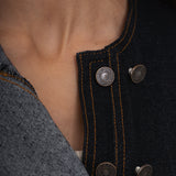 Asymmetric Denim Vest in Black