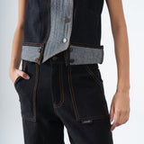 Cuffed Denim Pants in Black