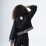 Drop-shoulder Denim Jacket in Black