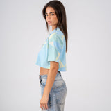 Cropped shirt in Aqua