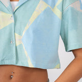 Cropped shirt in Aqua
