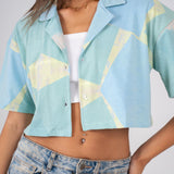 Cropped shirt in Aqua