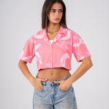 Cropped shirt in Pink Confetti