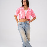 Cropped shirt in Pink Confetti