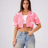 Cropped shirt in Pink Confetti
