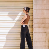 Cuffed Denim Pants in Black