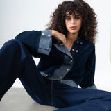 Drop-shoulder Denim Jacket in Blue