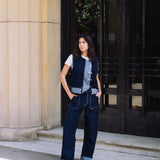 Asymmetric Denim Vest in Blue